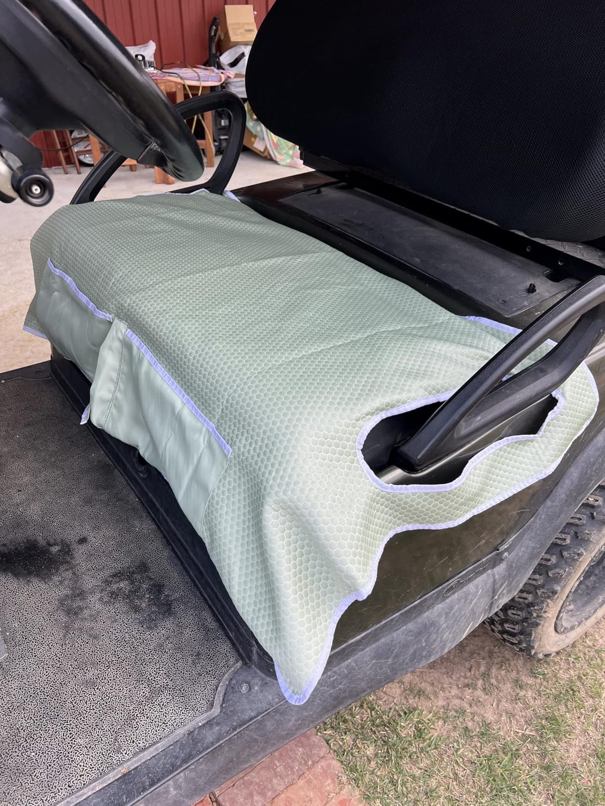 MoKo Golf Cart Seat Covers, Universal 2-Seat Towel with 4 Pockets,Green customer photo 2