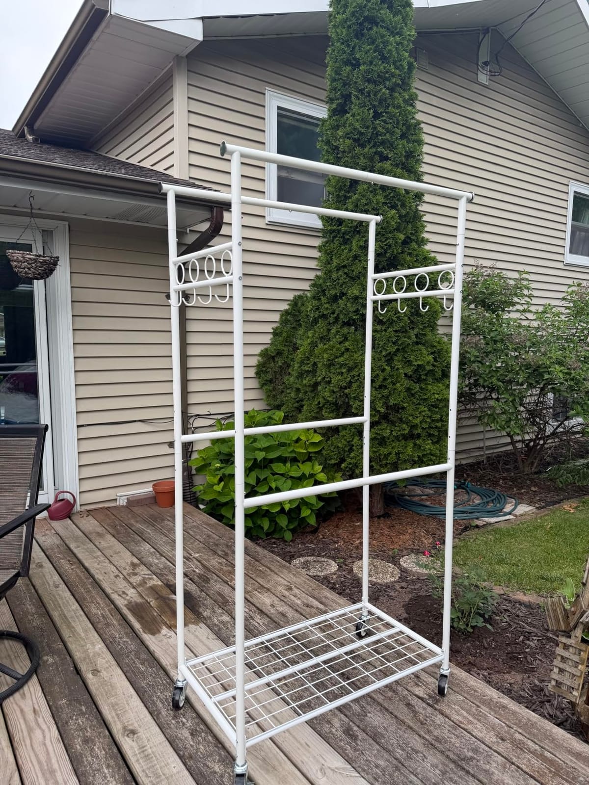 Heavy Duty Clothes Rack Load 1060LBS, Four Rods Rolling Clothing Racks for Hanging Clothes, Rolling Garment Rack With Sturdy Wheels Shelves Hooks customer photo 2