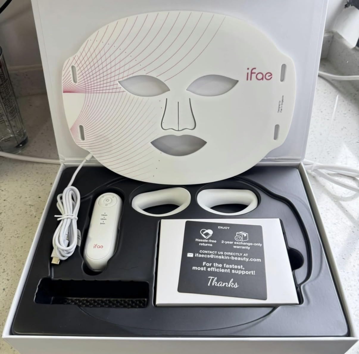 IFAE Red Light Therapy Mask for Face and Neck with 396 LEDs | 850nm Near Infrared (NIR), 7 Mode Portable LED Face Mask for True Anti-Wrinkles Skincare at Home customer photo 1