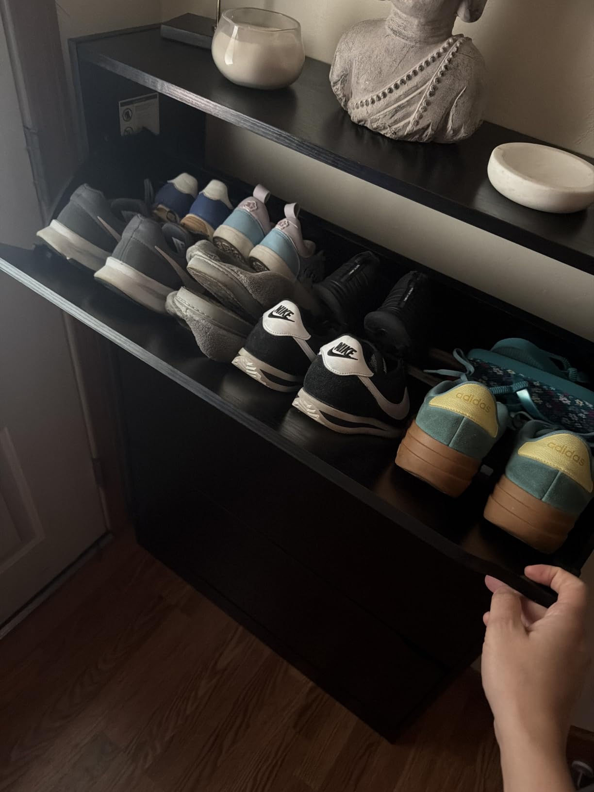 BORNOON Shoe Cabinet with 3 Flip Drawers, Slim Narrow Shoe Storage Cabinet, Freestanding Shoe Organizer with Adjustable & Removable Shelves, Top Display Shelf for Entryway, Hallway, Foyer, Closet customer photo 1