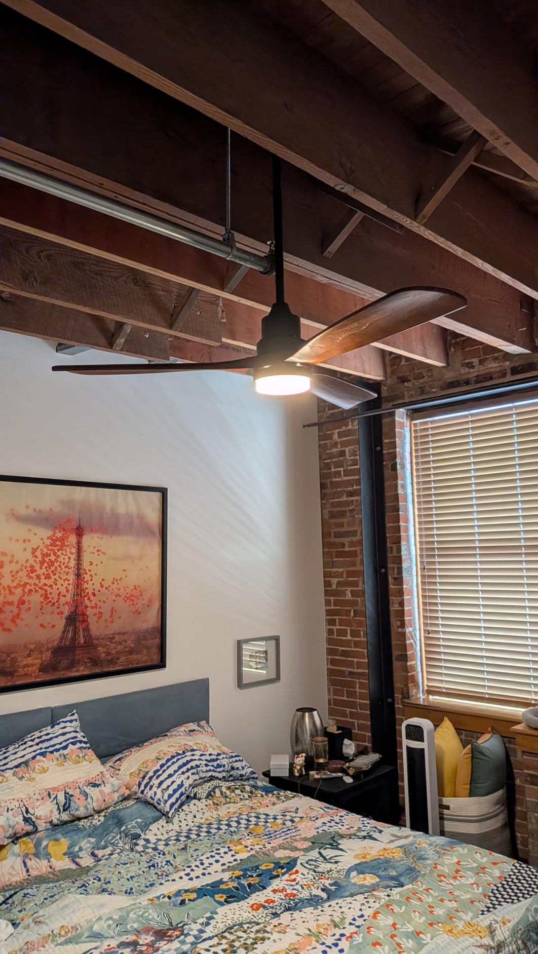 52 INCH Outdoor Ceiling Fan with Lights,Smart Ceiling Fan 3 Wood Blades Compatible with Alexa/Gg Voice Control&App&Remote,Quiet DC Motor for Covered Patio Porch Bedroom,Dark Walnut customer photo 2