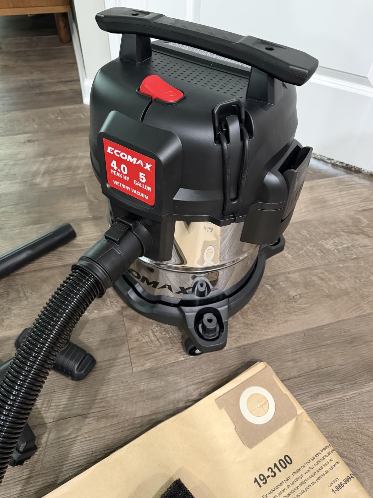 ECOMAX 5 Gallon Ultra Quiet Stainless Steel Shop Vacuum Wet and Dry customer photo 1