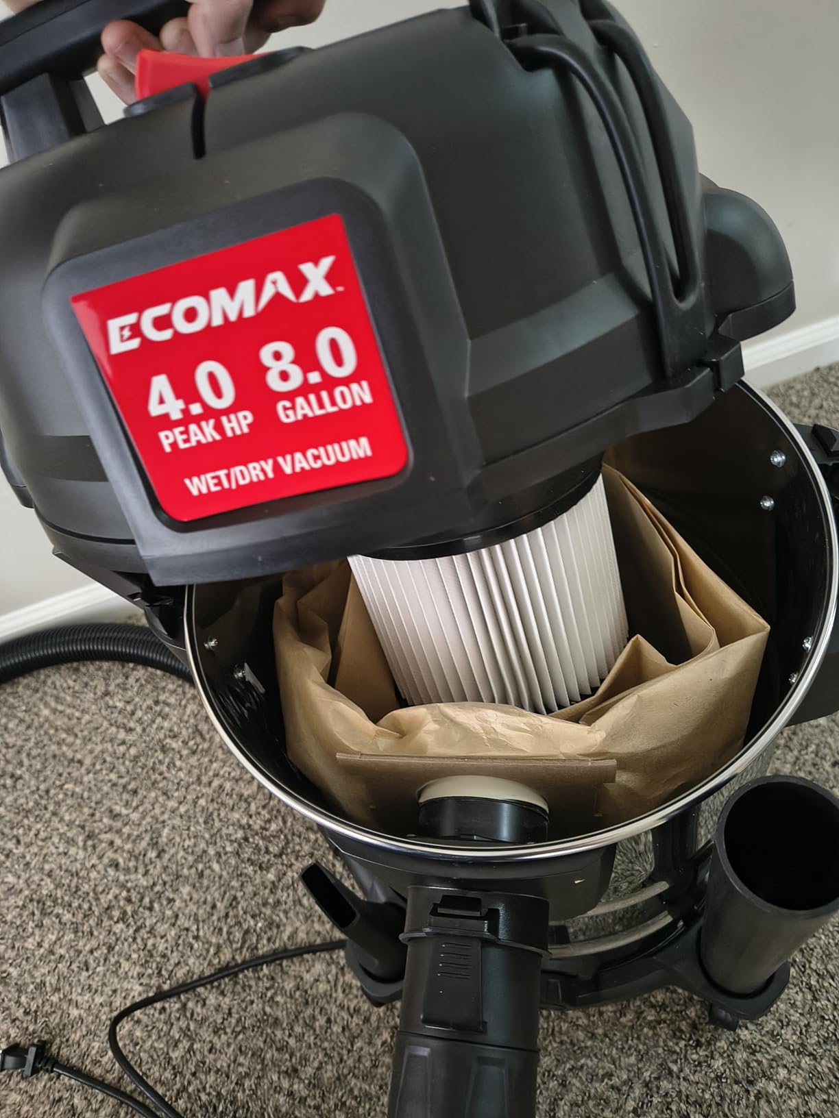 ECOMAX 8 Gallon Ultra Quiet Stainless Steel Shop Vacuum Wet and Dry customer photo 1