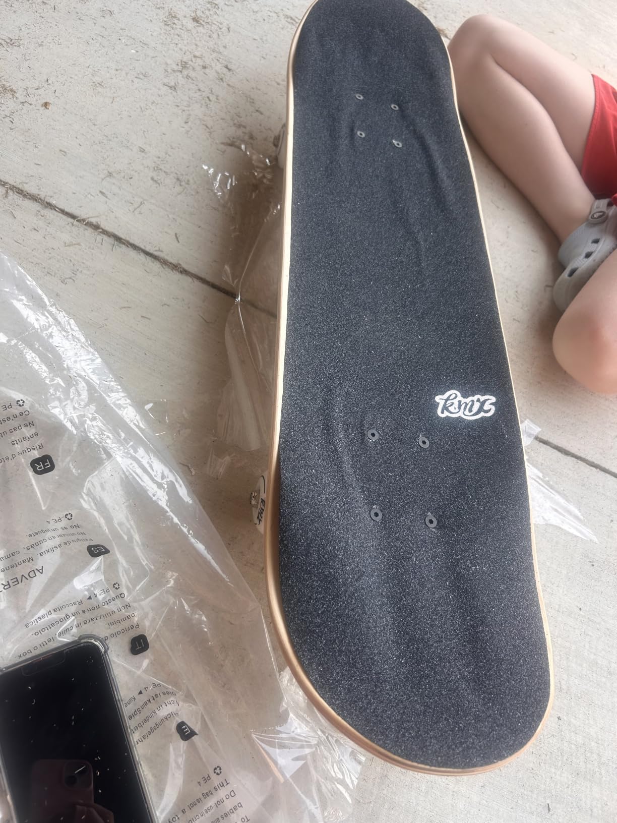 KMX Complete Beginner Skateboard with Cool Graphic + Skate Tool | Starter Skate Board for Boys,Girls,Kids,Students,Adults.7-Ply Maple Deck,Double Kick,Aluminum Truck,PU Wheel customer photo 1