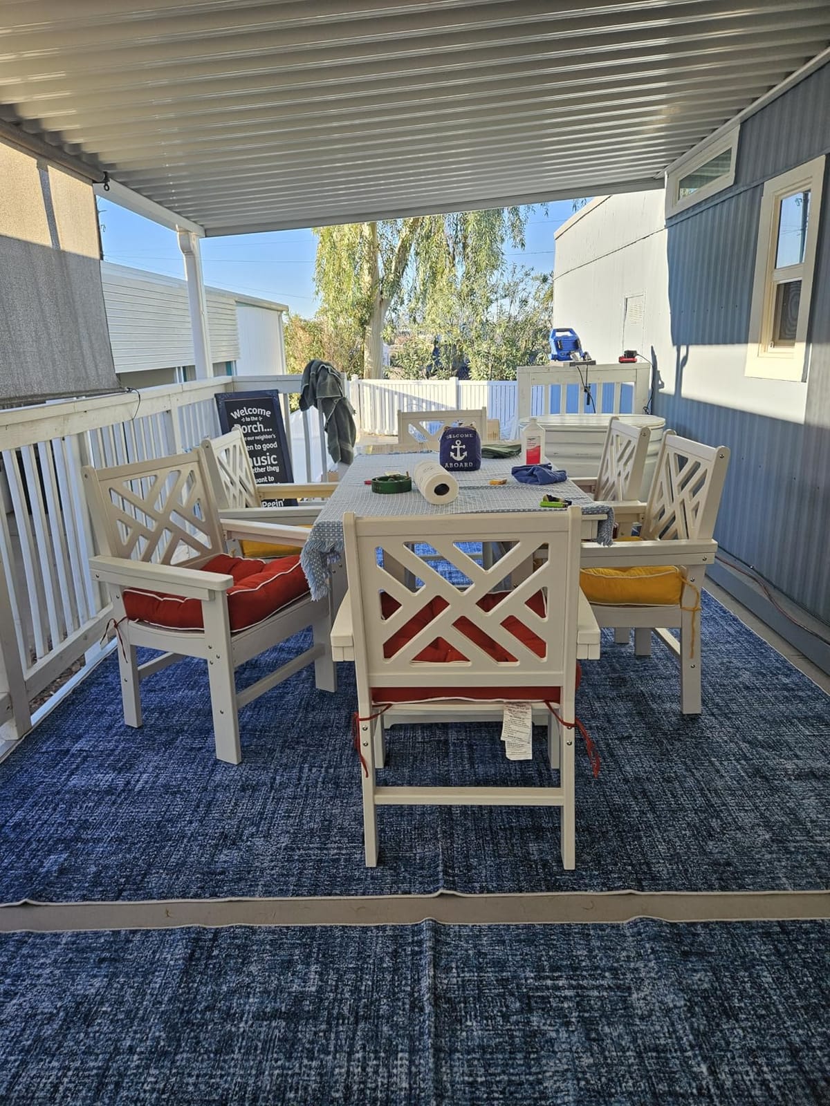 Closeout 9-Piece Outdoor Dining Set, HDPE Weatherproof Patio Table and Chairs Set for 8, Outdoor Patio Furniture Sets with Umbrella Hole for Outside, Deck, Backyard, Garden (Grey) customer photo 1