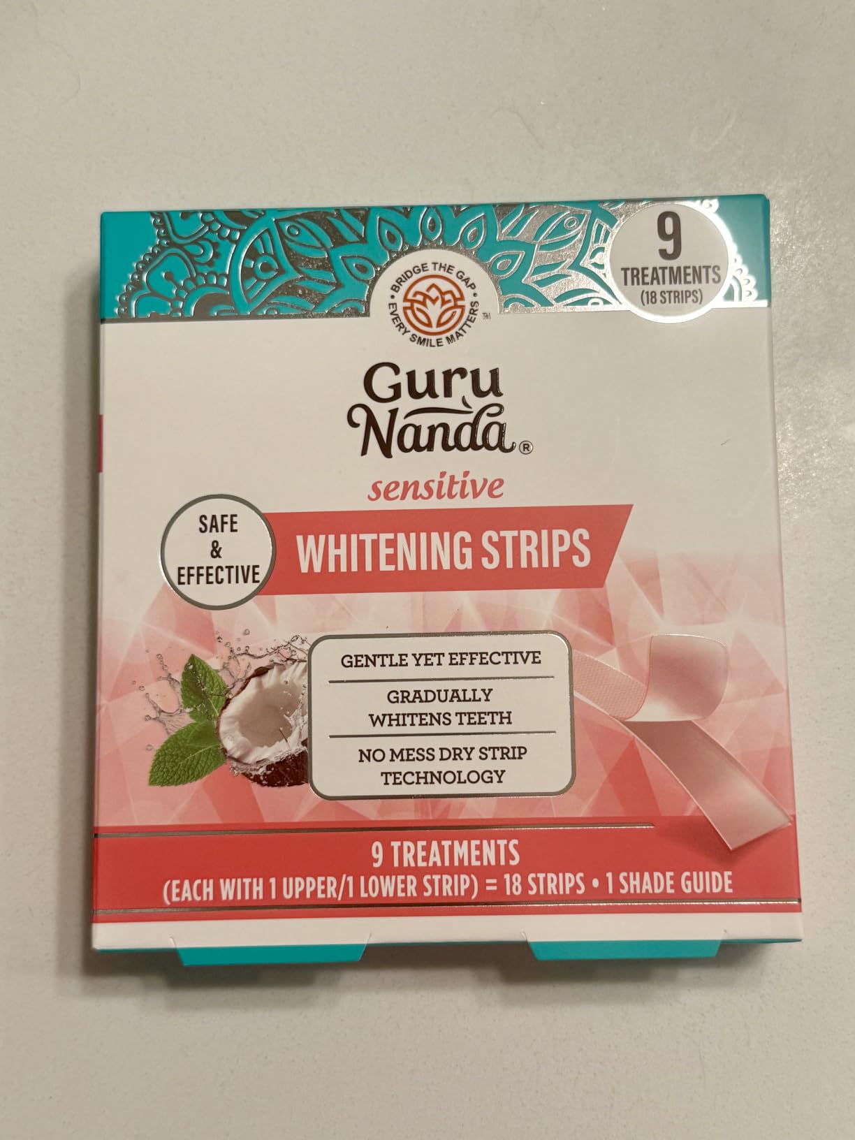 GuruNanda Sensitive Teeth Whitening Strips, Gentle & Safe, 9 Day Treatment | Visible Results in 1-Week | Non-Slip 4 Layer Dry Strip Technology | Has Coconut Oil | Gentle on Enamel customer photo 2