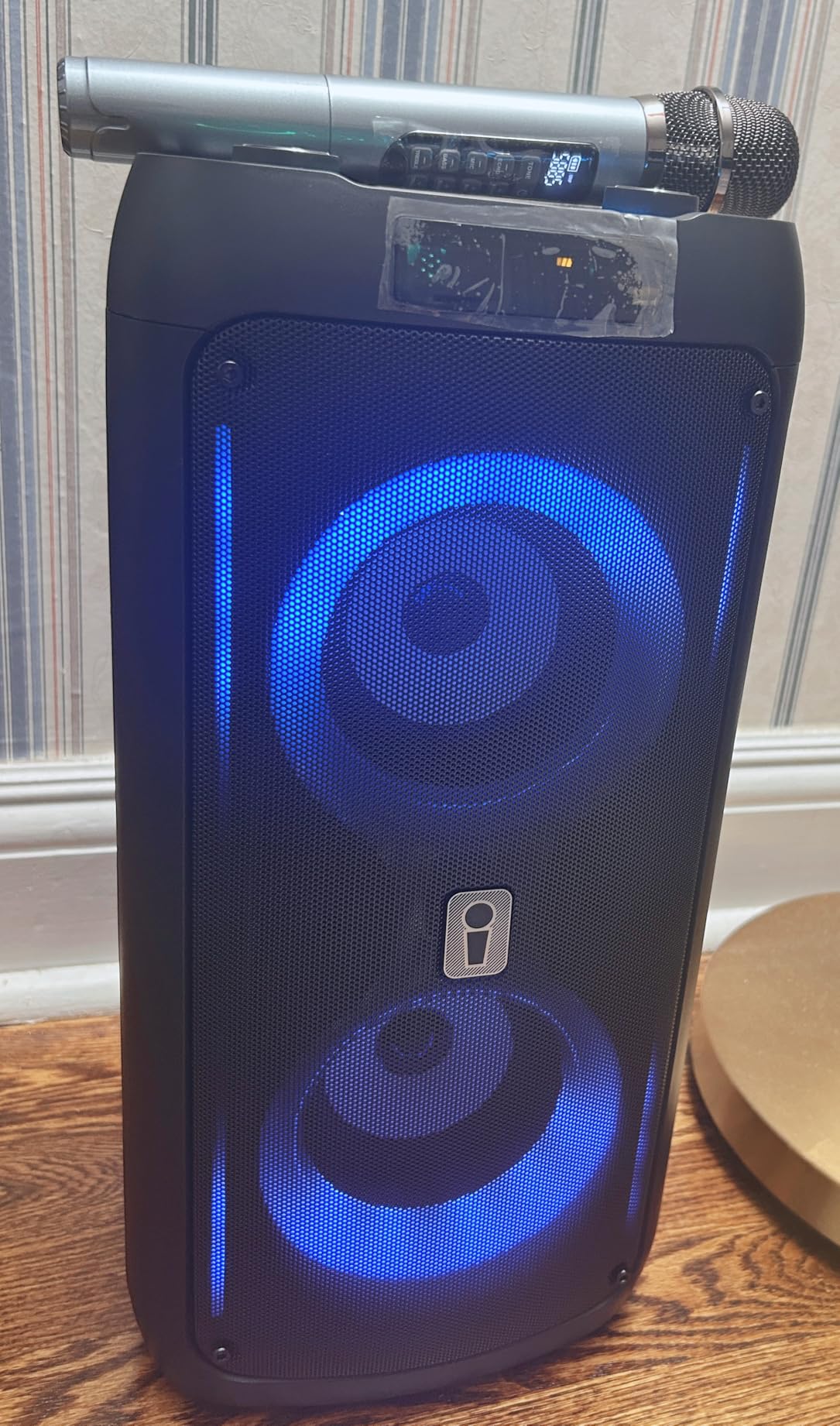 Karaoke Machine Portable Bluetooth Speaker with 2 Wireless Microphones | PA System with Disco Lights for Big Party, Outdoor, Supports USB TF AUX, Ideal Gifts for Family, Music Lover customer photo 2