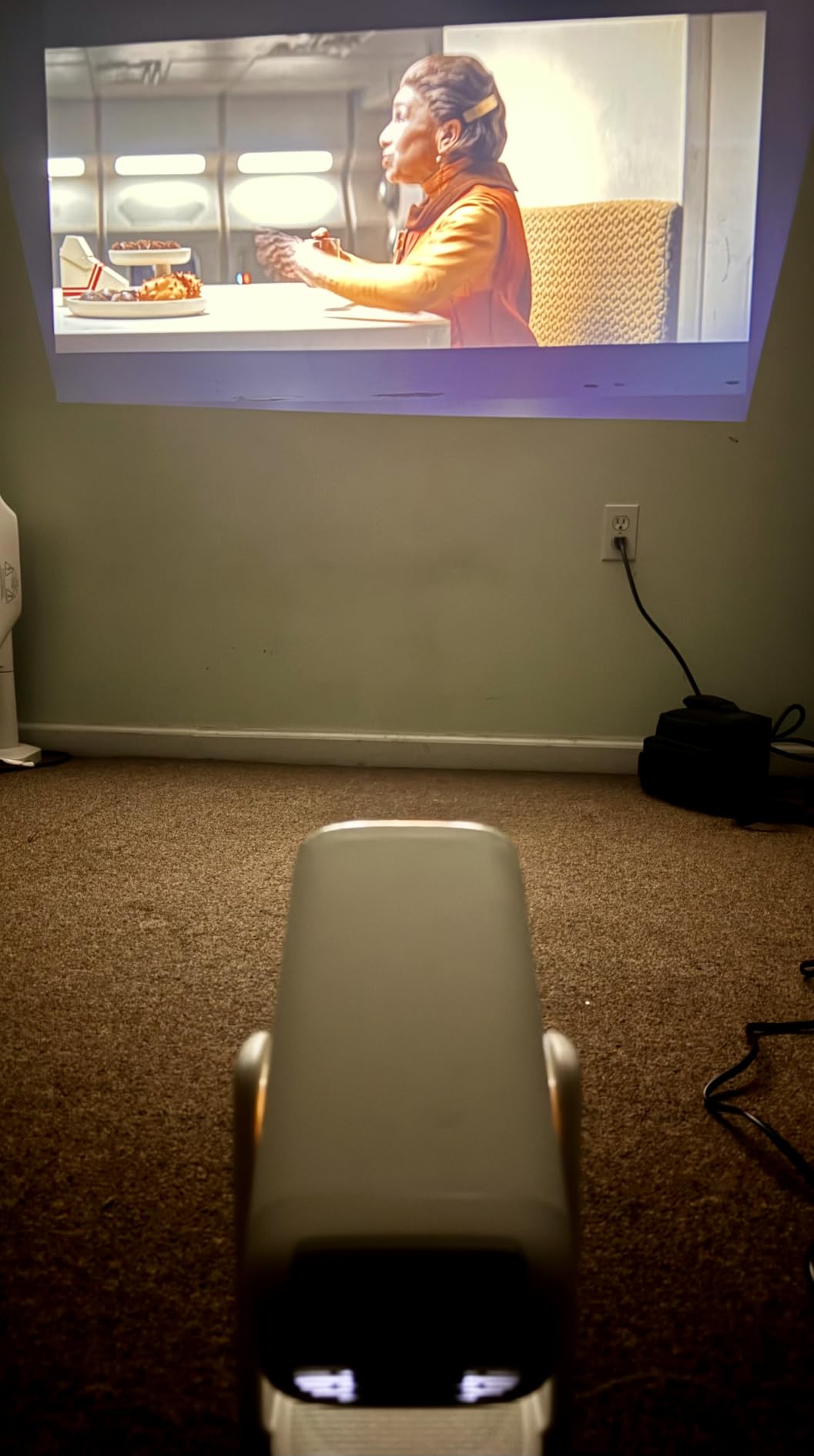 Aurzen Roku TV D1R air USB-C Powered Smart Portable Outdoor Projector White | Roku TV Built-in, WiFi & Bluetooth, Power Bank Supported, Native 1080P, DoIby Audio, Overhead Projector for Home & Outdoor customer photo 2