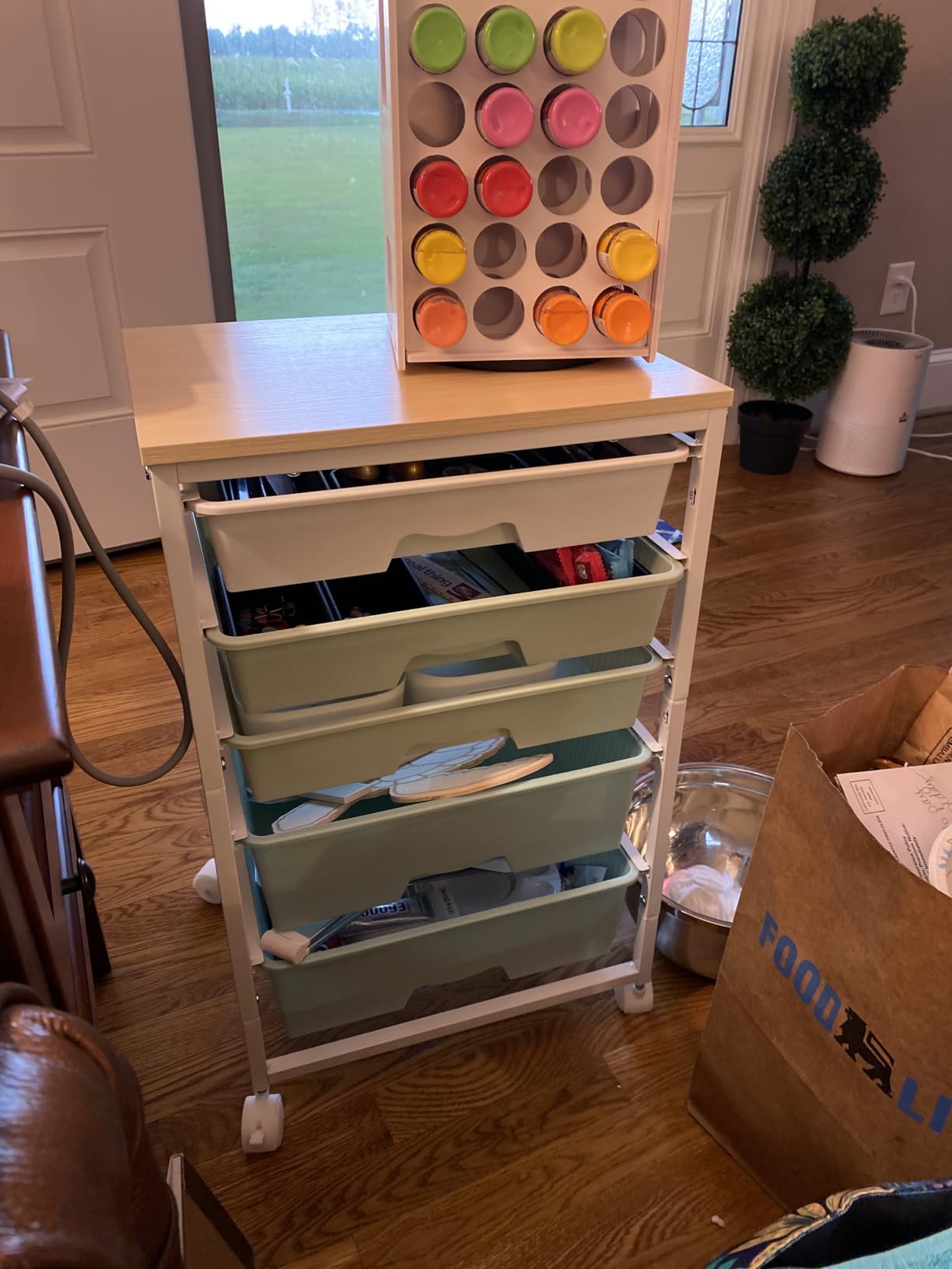 SUNALLY Rolling Carts With 5 Drawers, Storage Drawer Carts for Craft, White customer photo 1