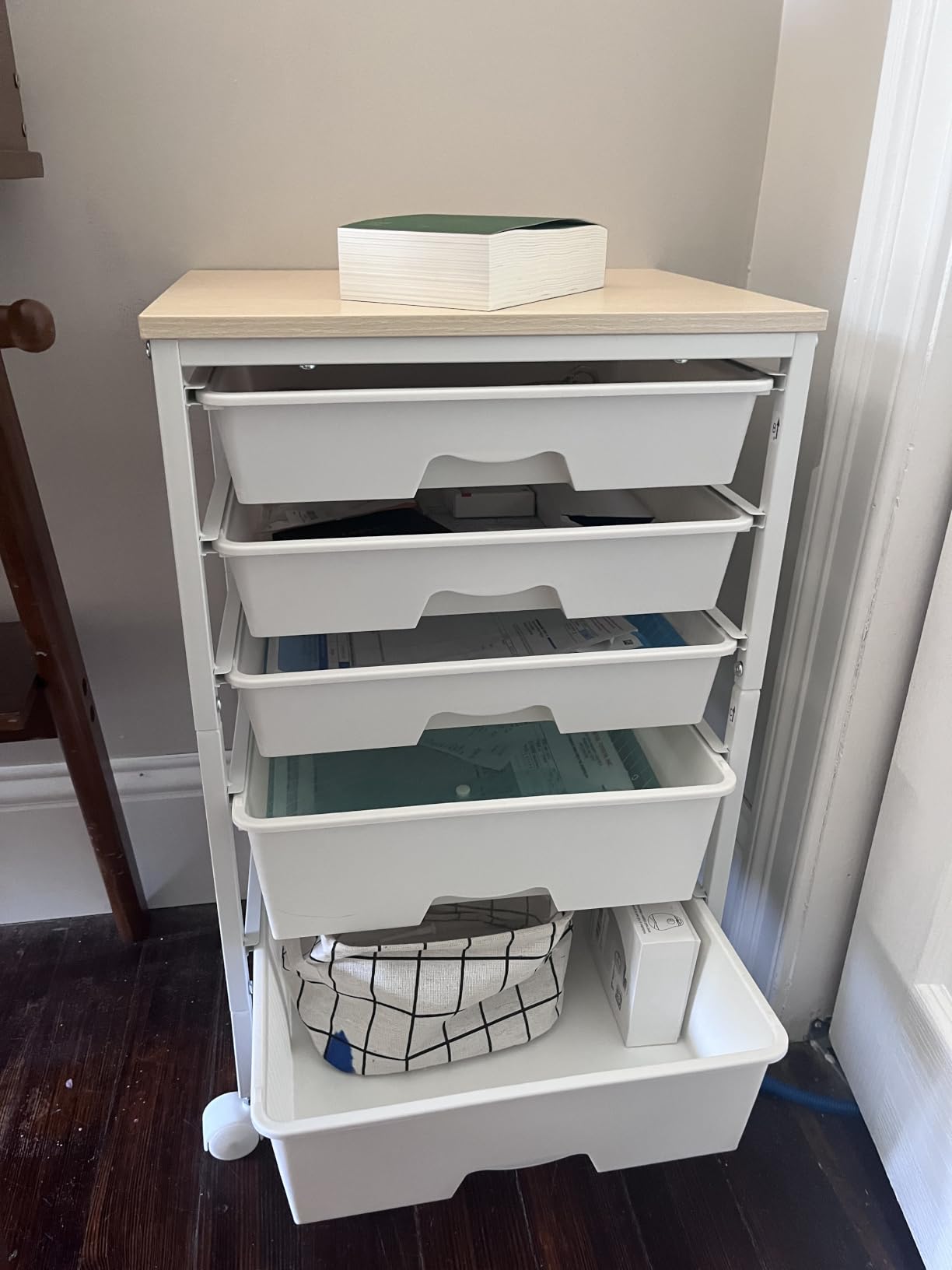 SUNALLY Rolling Carts With 5 Drawers, Storage Drawer Carts for Craft, White customer photo 2