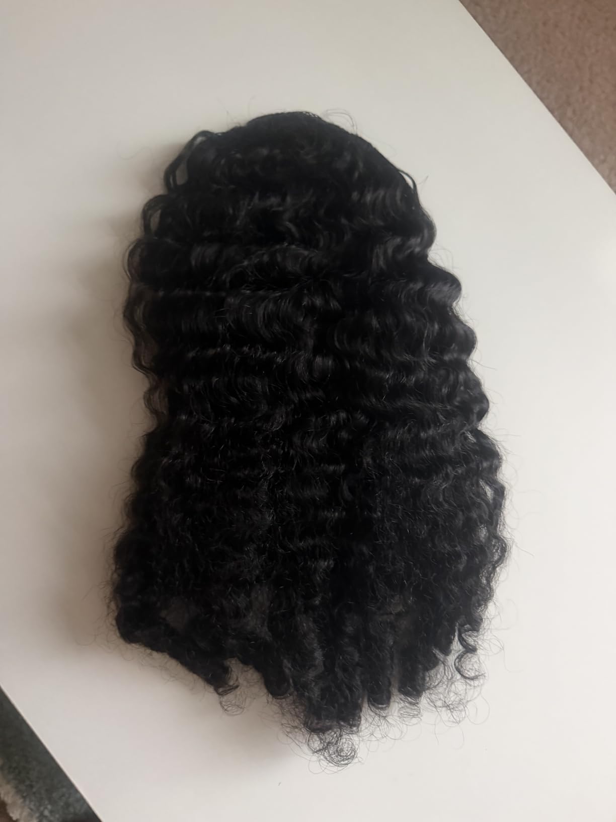 Burmese Curly Ponytail Extensions Human Hair, Natural Black, 16