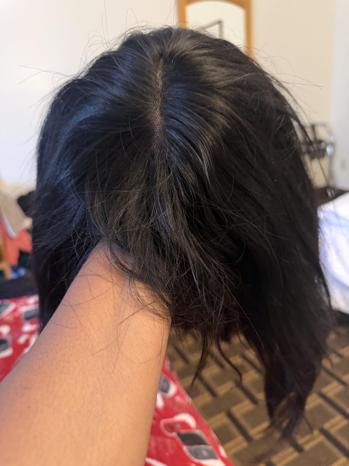 1B/99J Burgundy Human Hair Wig with Bangs 2x4 Lace Straight 20 Inch | Balayage Highlight HD Lace Closure Front Wear and Go Glueless Bang Wig 100% Brazilian Human Hair for Women customer photo 1