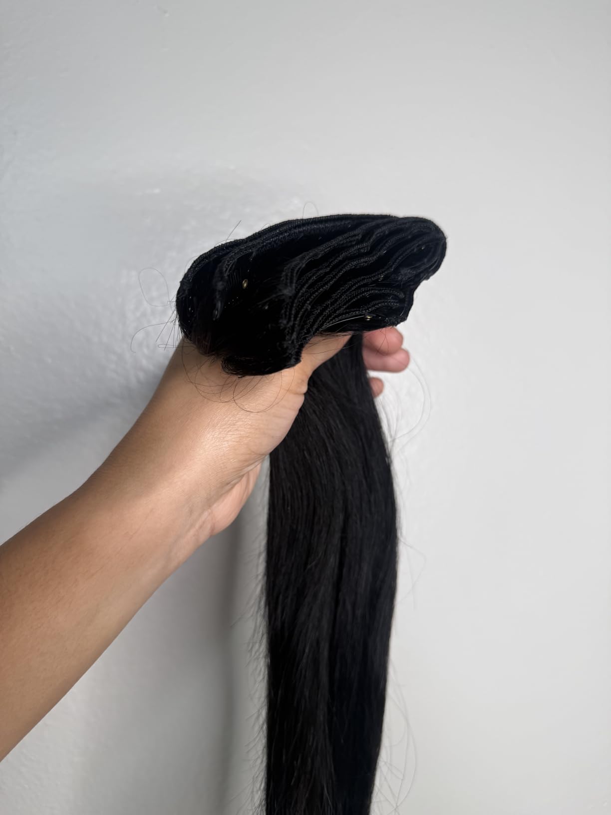 Clip in Hair Extensions Real Human Hair, 18 Inch 100g #1B Natural Black, 100% Brazilian Remy Human Hair Extensions, 8Pcs with 18 Clips Double Weft Clip on Hair Extensions for Women customer photo 2