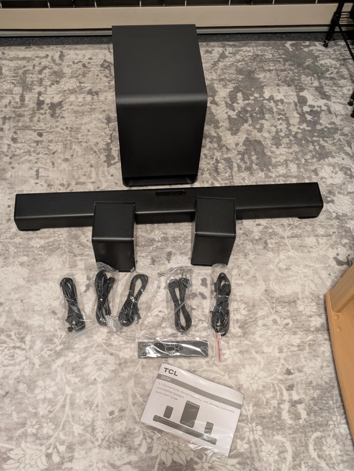 TCL S65K S Series 5.1 Channel Soundbar System with Dolby Atmos, DTS:X, Wireless Subwoofer, Wireless Surround Speakers, Bluetooth Music Streaming, and AI Sonic Auto Room Calibration customer photo 2
