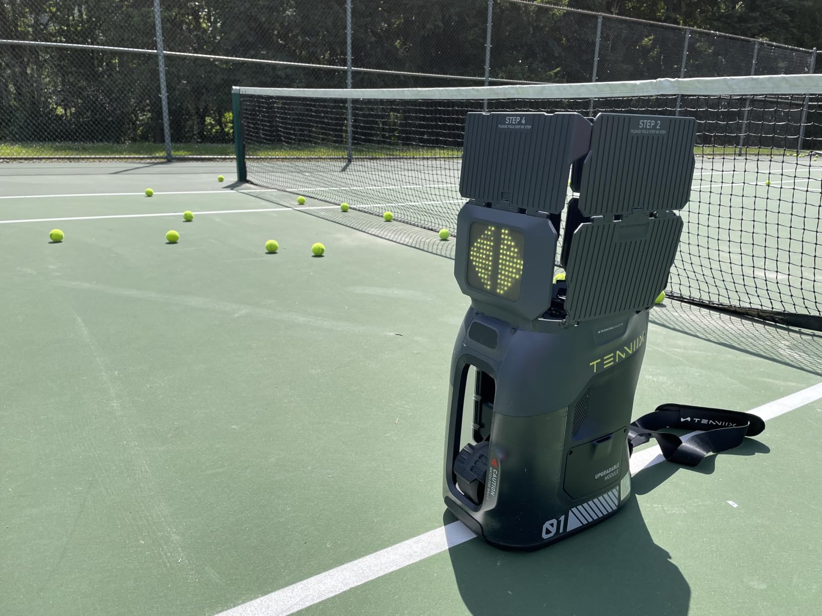 Basic Tennis Ball Machine, 18.7LB Portable Tennis Robot | 4H Runtime & 100+ Ball Capacity, Smart App & Voice Control, Multi-Training Mode, LED Display, 75MPH, Ideal for Beginner & Pro customer photo 1