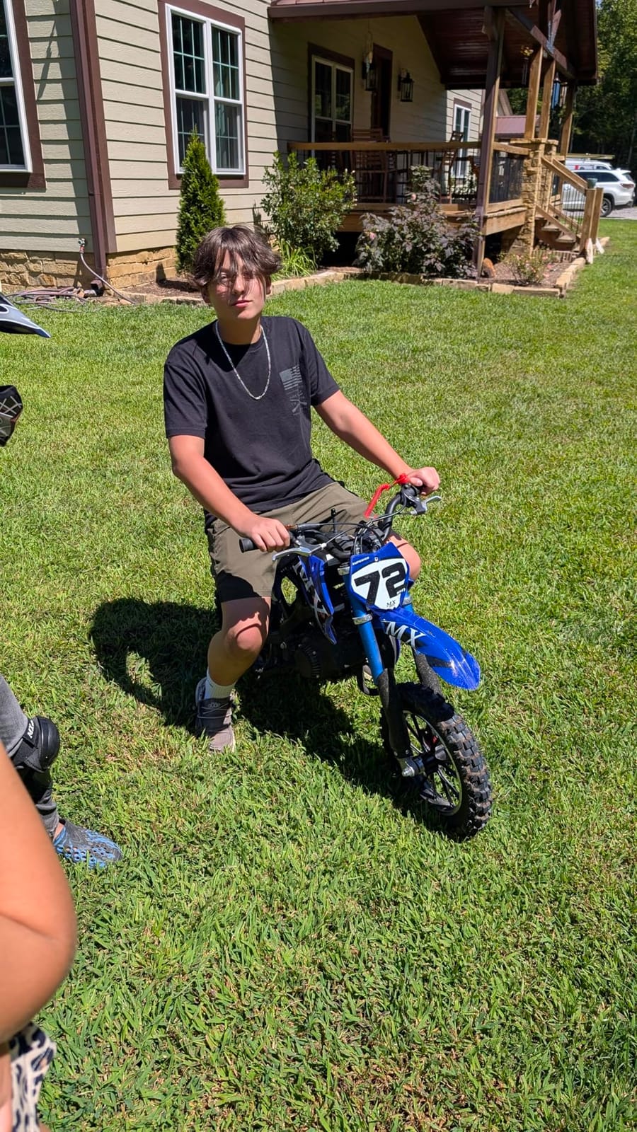 2 Stroke Gas Dirt Bike 50cc, Pit Bike 24 MPH, with Riding Pad Set, Blue | Kids pit bike, 50cc dirt bike, gas 2 stroke mini bike, gasoline junior motorbike, off road machine for kids customer photo 1