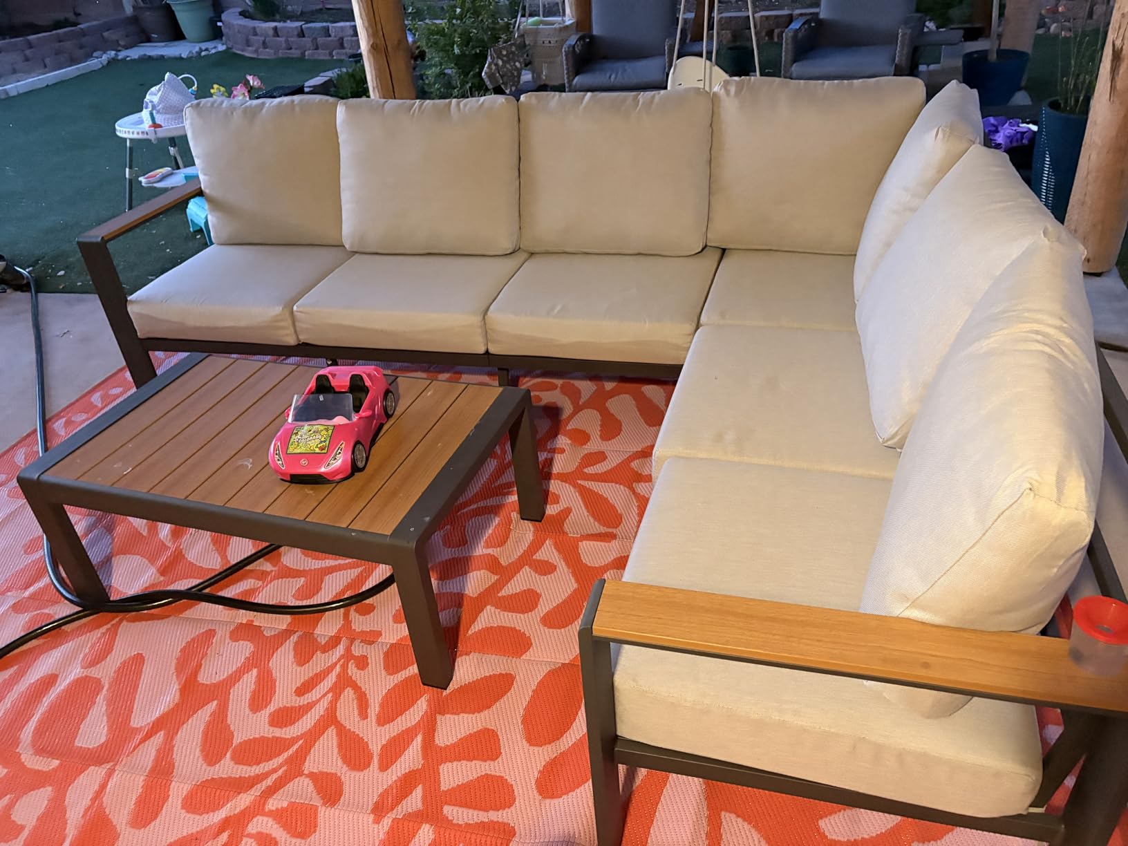 Aluminum Outdoor Patio Furniture Set 6 Seats, Outdoor Sectional Corner Sofa with Thick Waterproof Cushions & Coffee Table, Patio Conversation Sets for Backyard, Porch, Balcony, Deck, GPH customer photo 1
