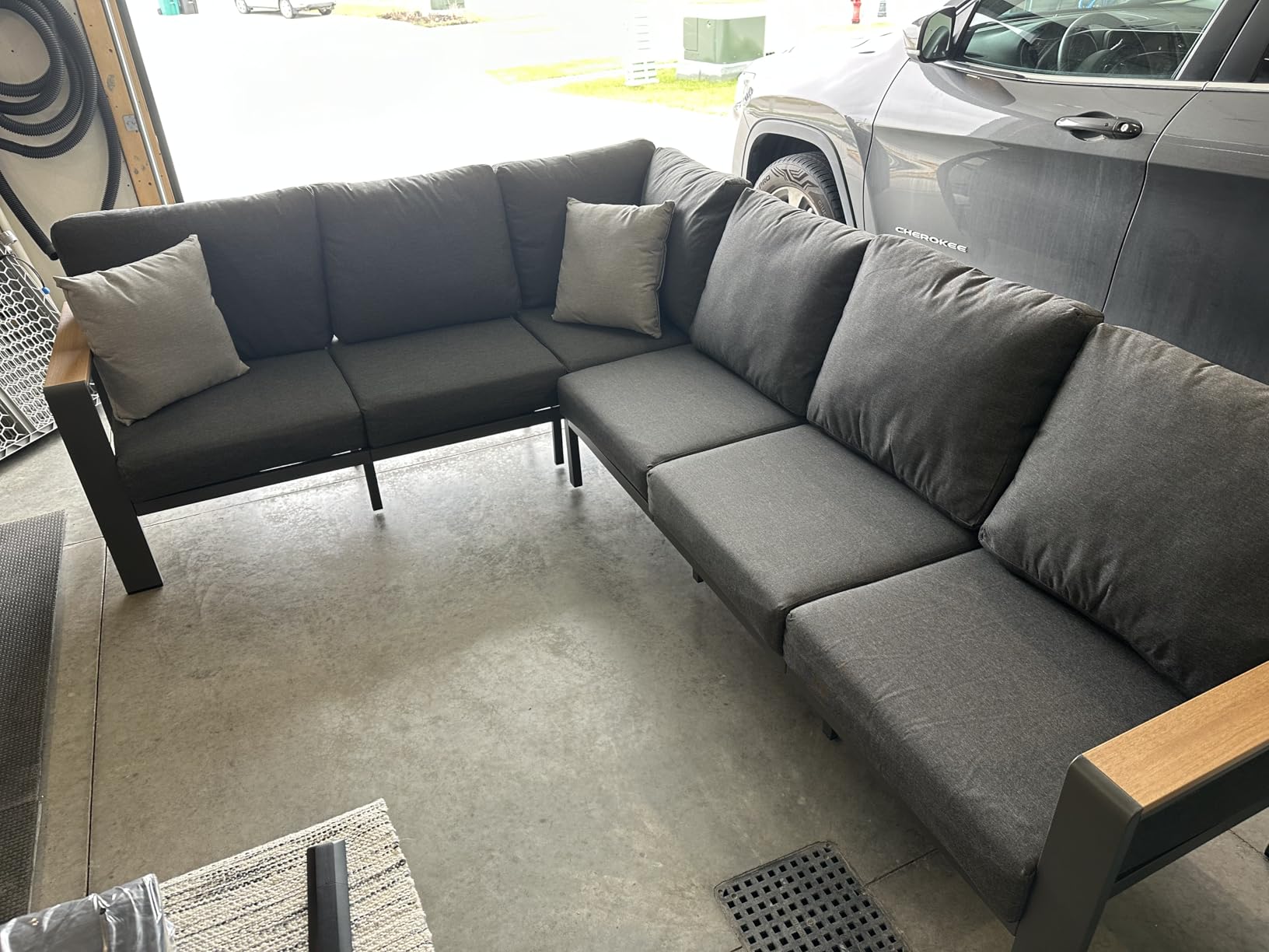 Aluminum Outdoor Patio Furniture Set 6 Seats, Outdoor Sectional Corner Sofa with Thick Waterproof Cushions & Coffee Table, Patio Conversation Sets for Backyard, Porch, Balcony, Deck, GPH customer photo 2