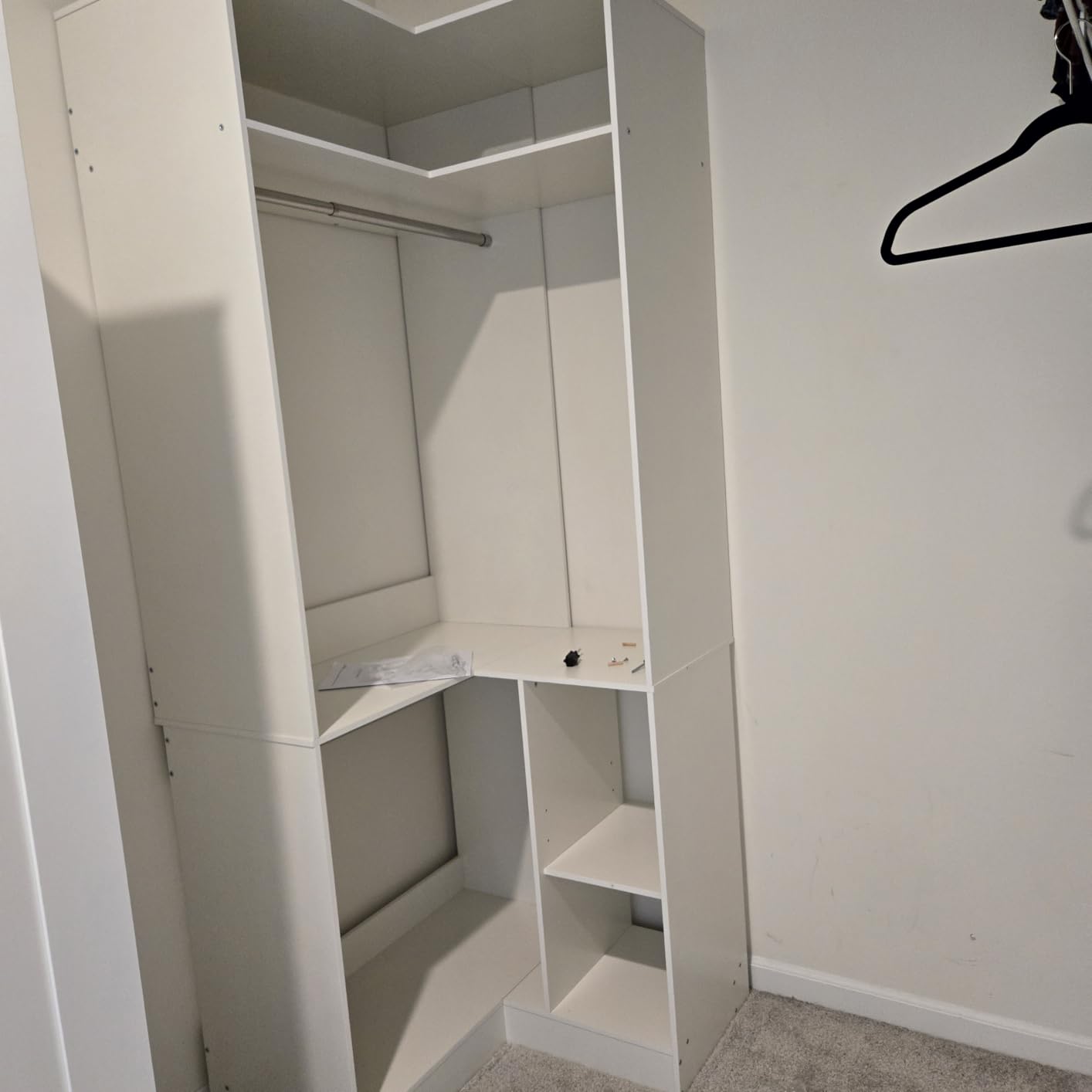 Aheaplus Closet System with 3 Drawers, L-Shaped Closet, Set of 2, White | Corner Closet System with Hanging, L-Shaped Walk-In Wardrobe Organizer, 2 Hanging Rods & Corner Tower, 1300+ lbs Capacity customer photo 2