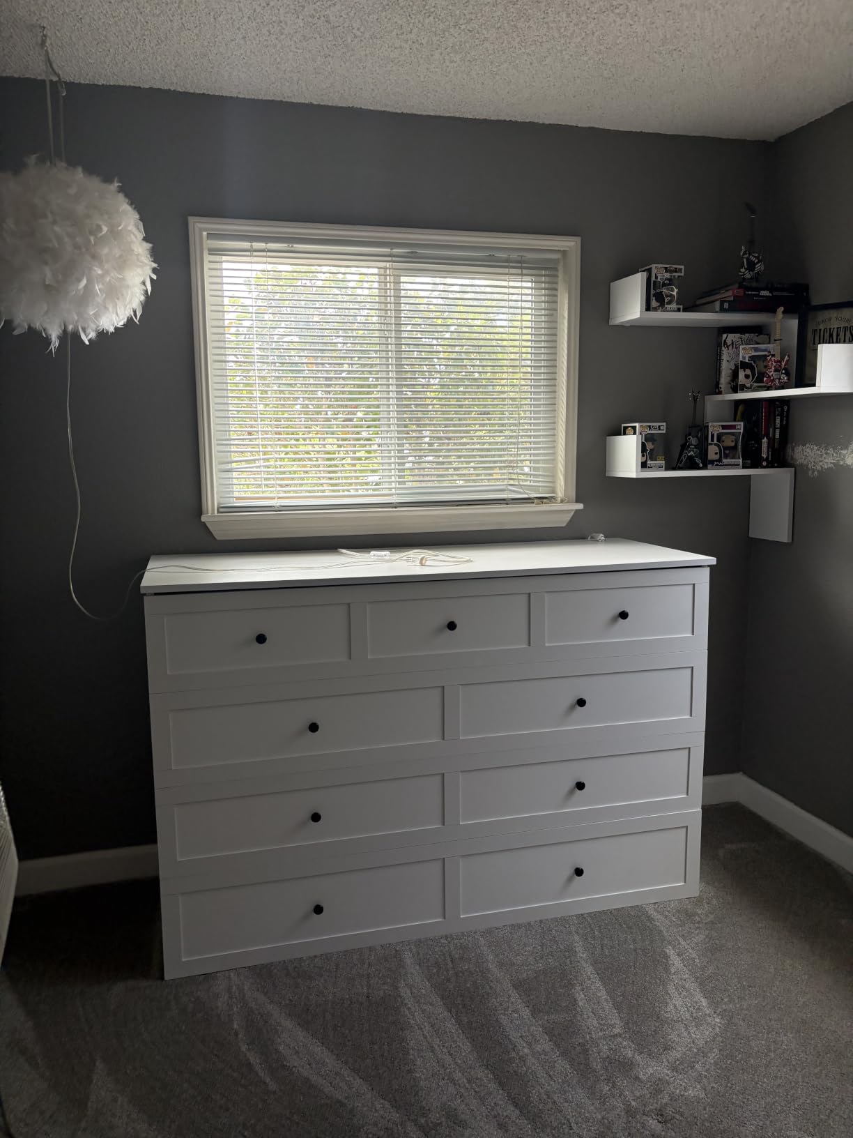 LIVAUVEAD Murphy Bed Full, Murphy Bed Cabinet with Headboard, White customer photo 2