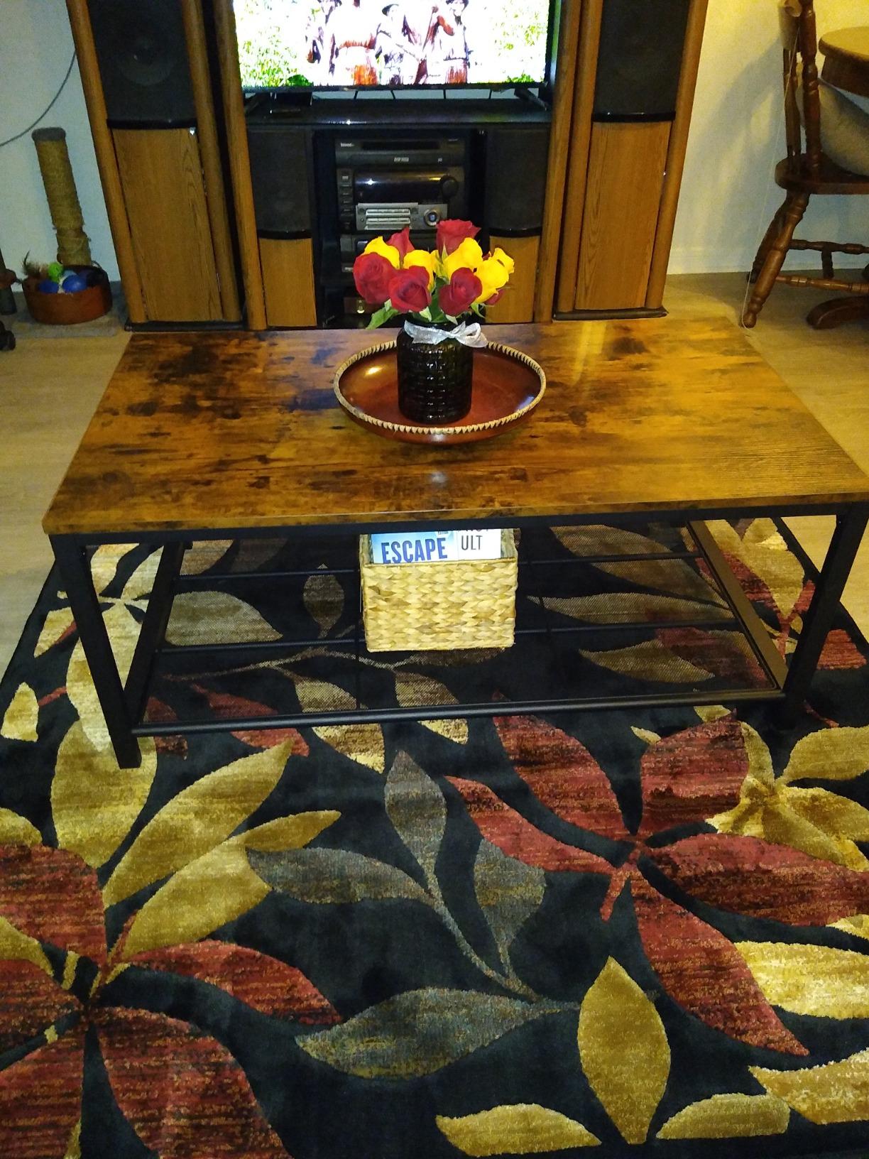 VASAGLE Farmhouse Coffee Table with Storage, Lift Top, Hidden Compartment customer photo 1