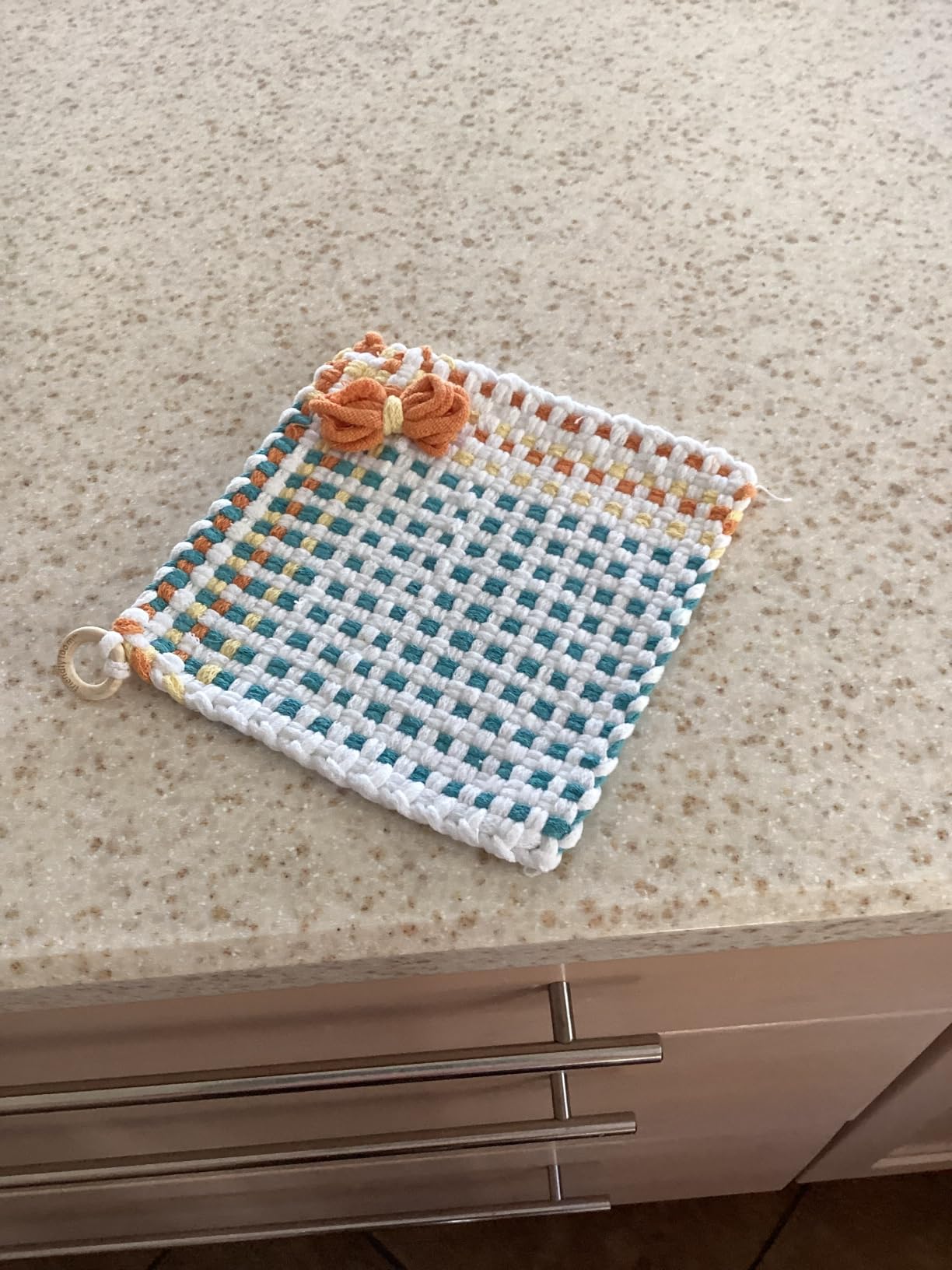Harrisville Designs Friendly Loom Potholder Pro Weaving Kit | 10”x10” Sturdy Metal Loom and Quality Cotton Weaving Loops | Complete Kit to Weave 2 Large, Durable Potholders | Made in the USA customer photo 1