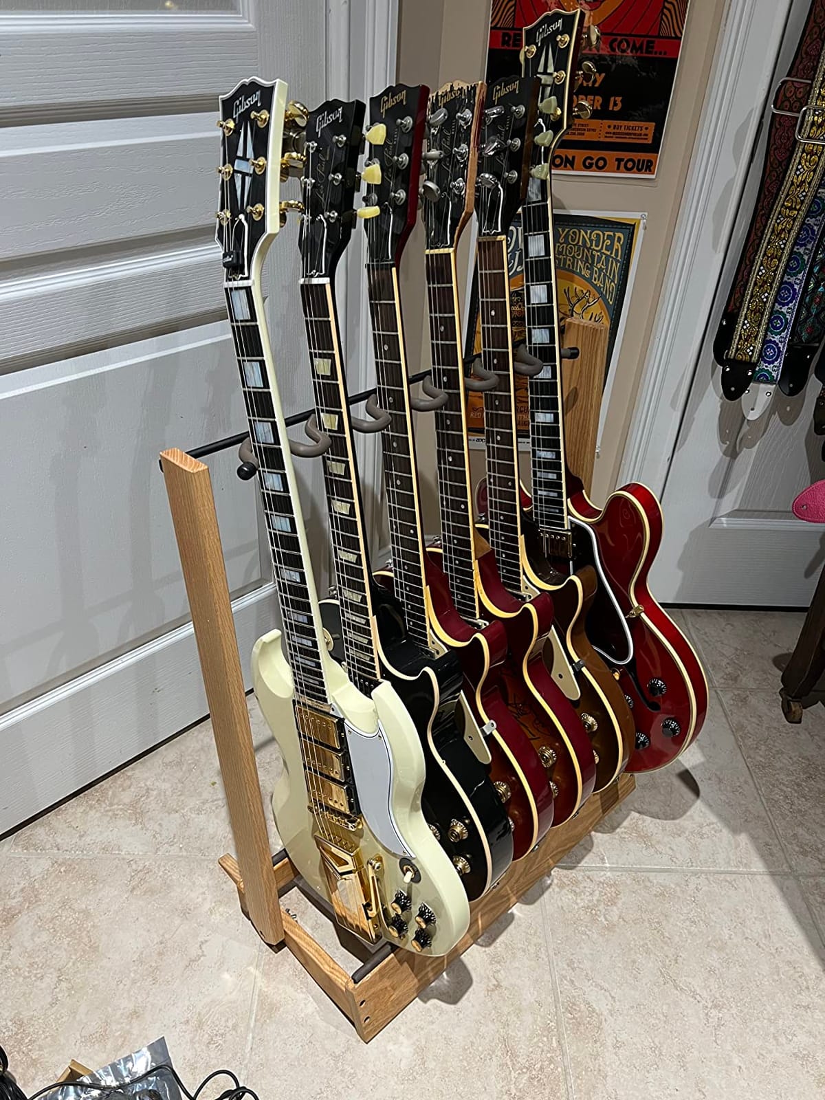 String Swing Guitar Stand for 6 Electric or Bass, or 3 Acoustic Guitars for Home or Studio (CC34) customer photo 1