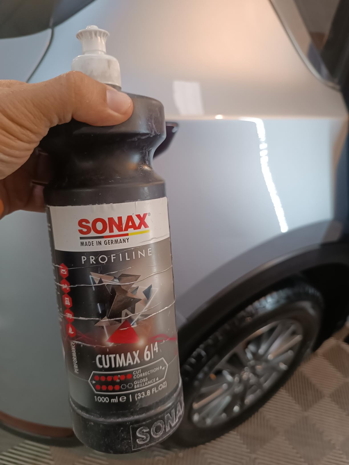 SONAX CutMax Compound 246141 | High-Abrasive Paint Correction Polish for P1500 Grit Sanding Marks | Silicone-Free, Dust-Free, and Odorless | Long Buffing Cycle for Severe Weathered Paint | 250ml customer photo 1