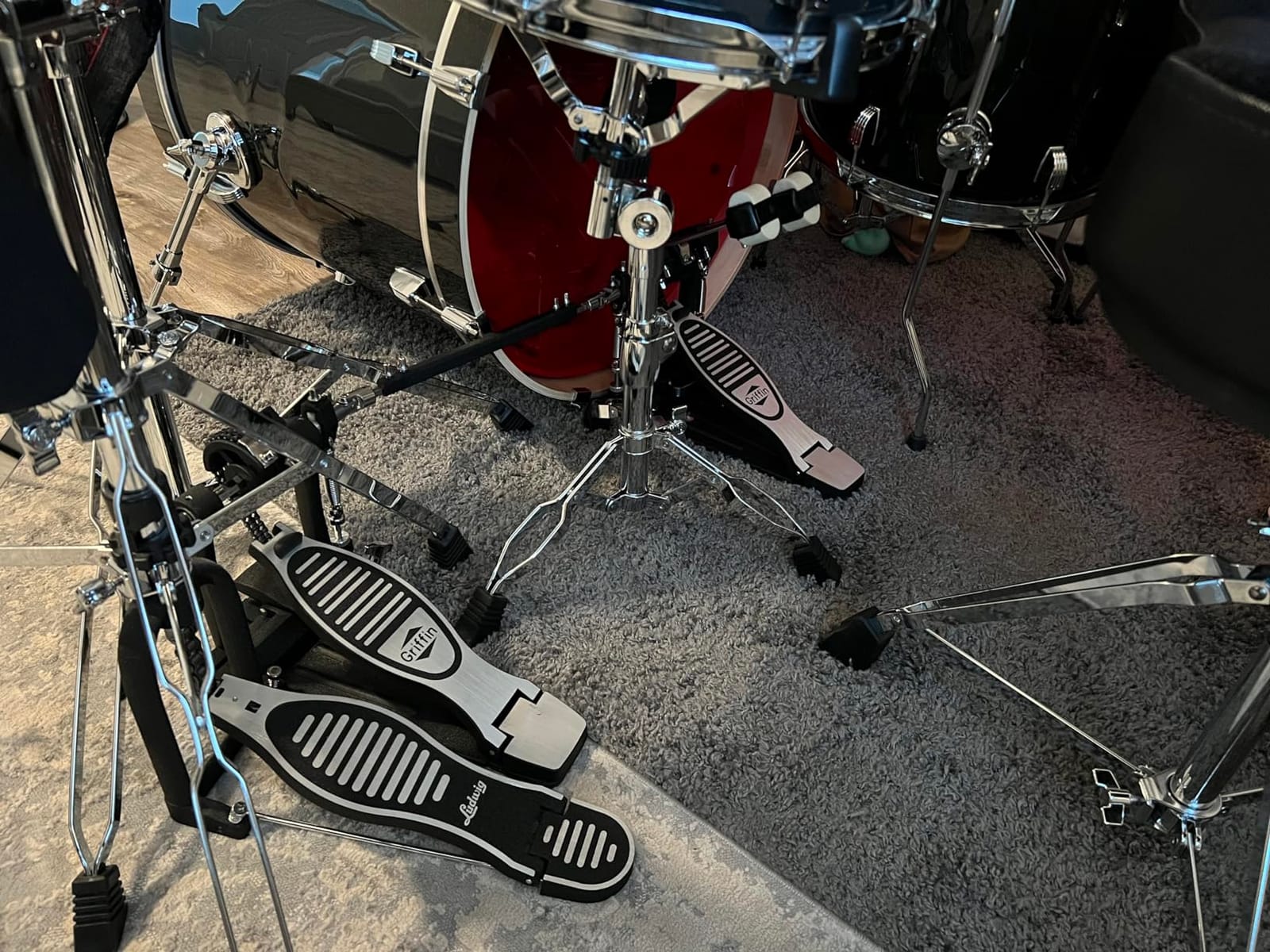 GRIFFIN Double Bass Drum Pedal (Quick-Kick Series) – Heavy-Duty Foot Board Set, Twin Chain with Quad Beaters for Rock & Metal Drumming customer photo 1