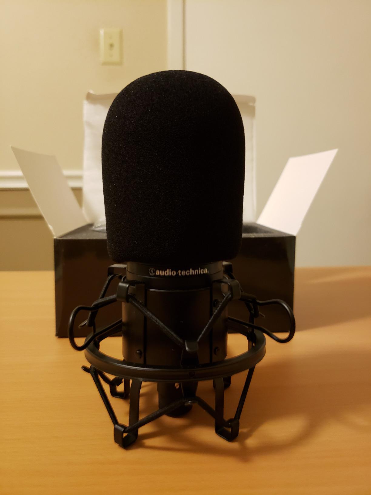 AT2020 Pop Filter by Vocalbeat - Audio Technica AT2035 Condenser Mic Foam Windscreen from Quality Sponge Material - Mic AT2020 USB Pop Windscreen Filters Recording and Background Noises - Black Color customer photo 1
