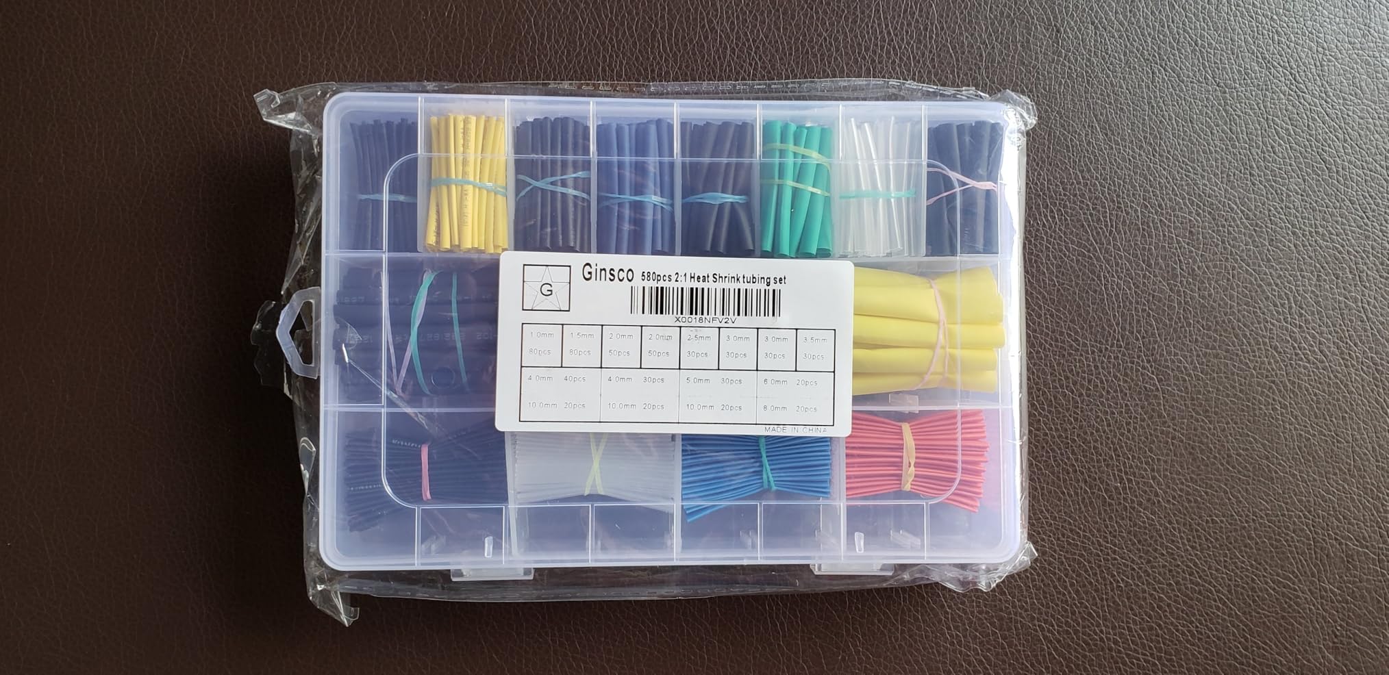 Ginsco 580 pcs 2:1 Heat Shrink Tubing Kit 6 Colors 11 Sizes Assorted Sleeving Tube Wrap Cable Wire Kit for DIY customer photo 2