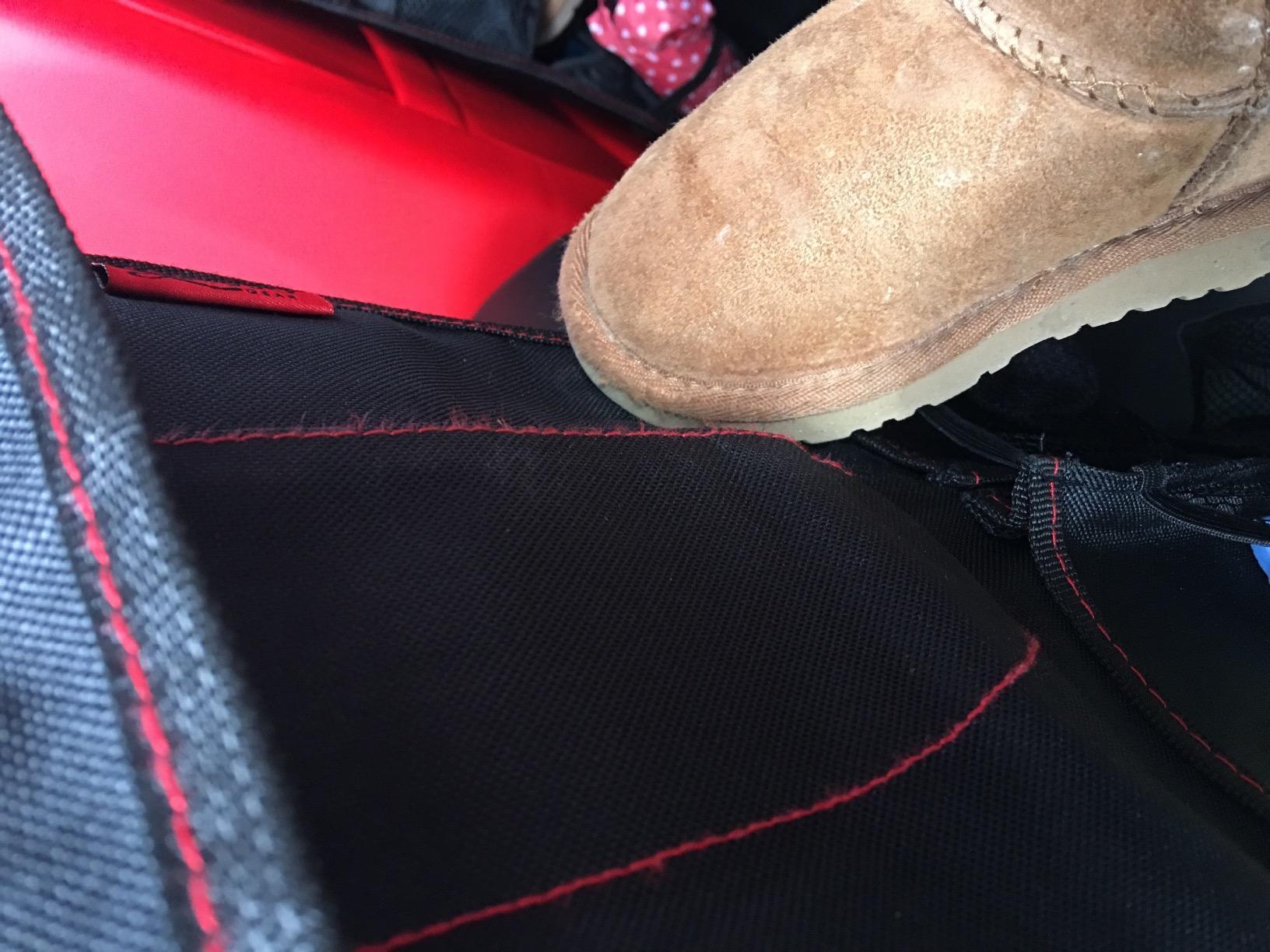 Lusso Gear Backseat Car Organizer- Kick Mat Protects Against Kids Feet - 12 Large Storage Pockets - iPad,Tablet, Water Bottle Holder- Durable, Heavy Duty Road Trip Essential (Black) customer photo 2