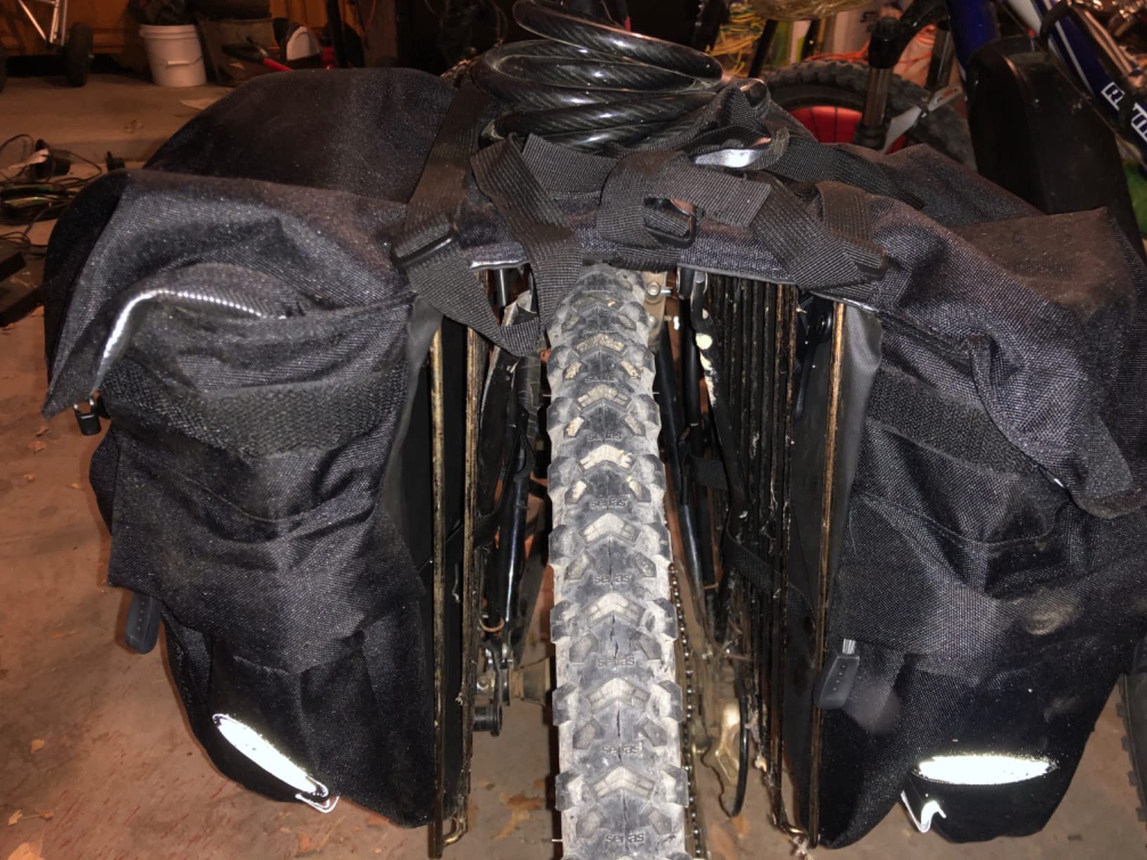 50L Bike Panniers, Waterproof Bicycle Rear Rack Bag with Rain Cover, Black customer photo 2