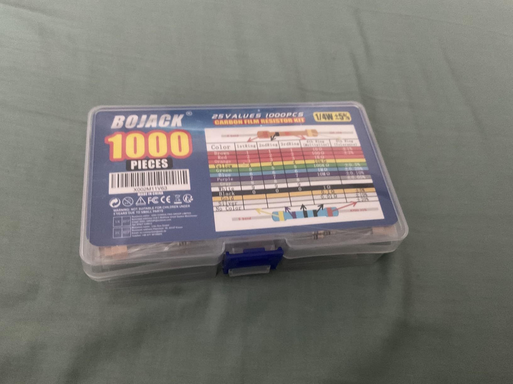 BOJACK 1000 Pcs 25 Values Resistor Kit 1 Ohm-1M Ohm with 5% 1/4W Carbon Film Resistors Assortment customer photo 2