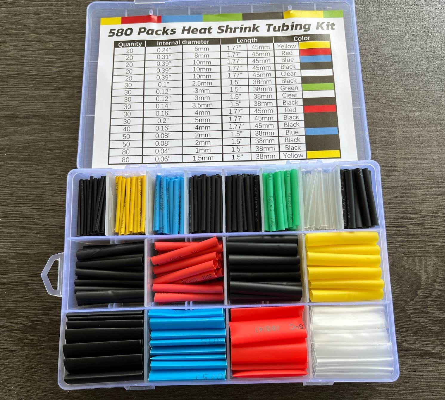 Bates- Heat Shrink Tubing Kit, 11 Sizes, 2:1 Ratio, 580 pcs, Heat Shrink Wrap, Wire Shrink Wrap Tubing, Wire Shrink Tubing, Wire Heat Shrink, Electrical Shrink Wrap Tubing, Shrink Tubing for Wires customer photo 2