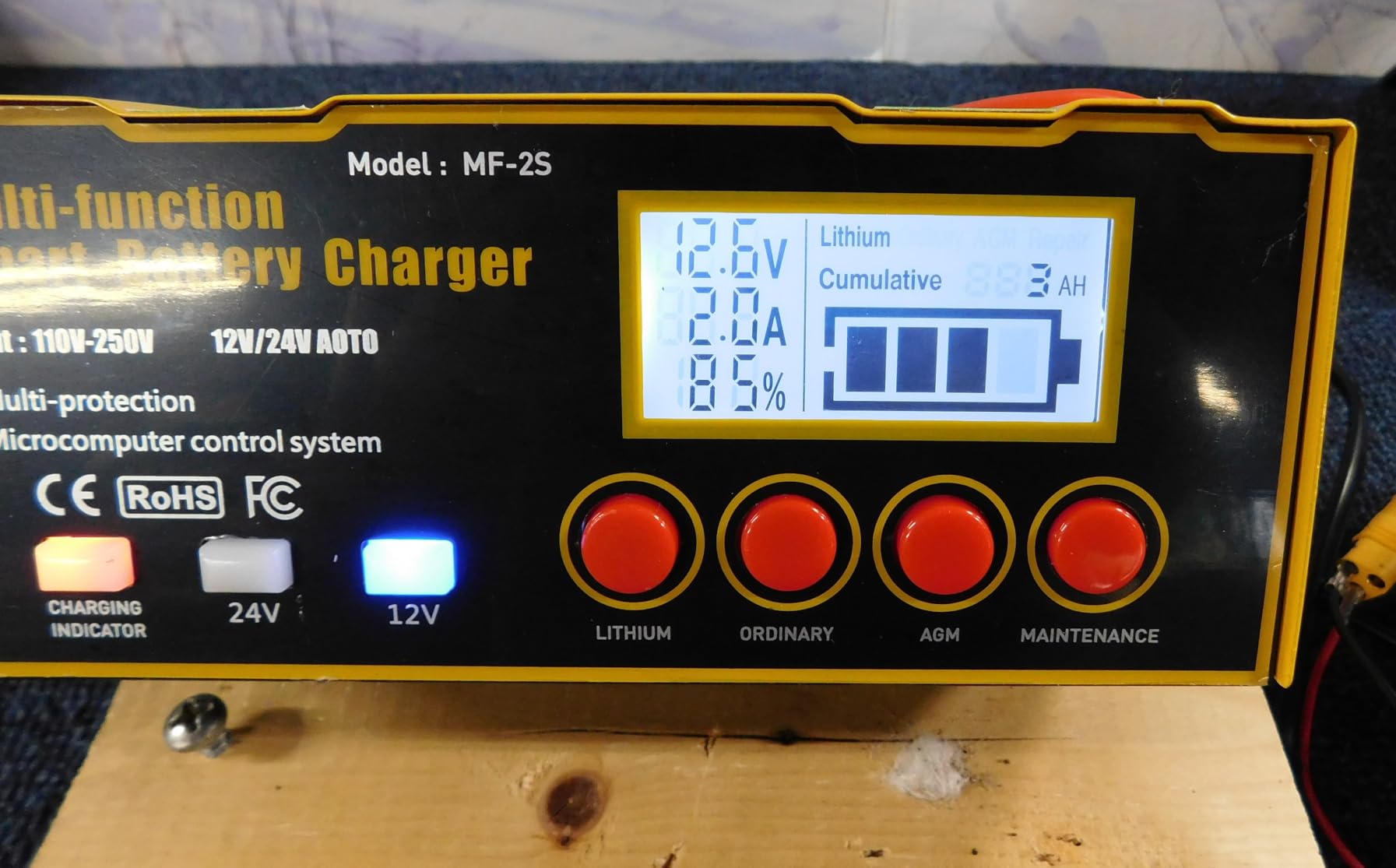 12-Amp Smart Battery Charger,Lithium,Lead-Acid(AGM/Gel/SLA) Pulse Repair Car Battery Charger,Trickle Charger,Maintainer/Deep Cycle Charger,12V/10A | 24V/7.5A for Automotive,Boat,Motorcycle,Lawn Mower customer photo 1