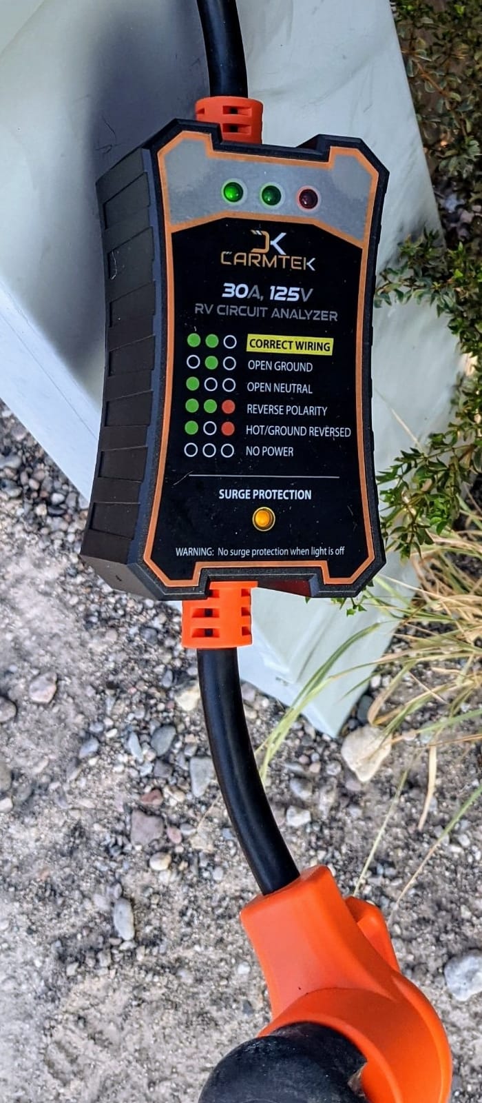 CARMTEK RV Surge Protector 50 Amp - RV Circuit Analyzer with Integrated Surge Protection - Smart 50 Amp Surge Voltage Defender with Grip Handles customer photo 1