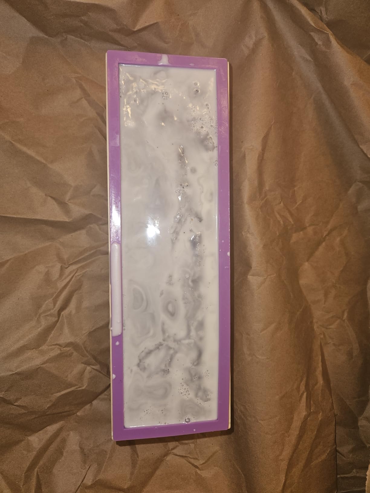 Soap Mold Making Kit with Wooden Cutter Soap Molds Silicone 46oz Purple | Melt and Pour or Cold Process, 50pc Soap Packaging Paper Bags and Slicer | Gift for Wife Women Housewife Soaper customer photo 2