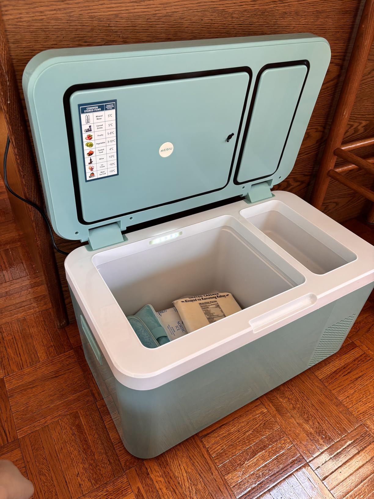 Megiu 12 Volt Car Refrigerator Dual Zone 25 Quart Portable Freezer 12V Fridge Compressor Cooler 12V/24V DC 110~240 Volt AC for Truck Van RV SUV and Home Use -18℃~+15℃ (Glass Door) customer photo 2
