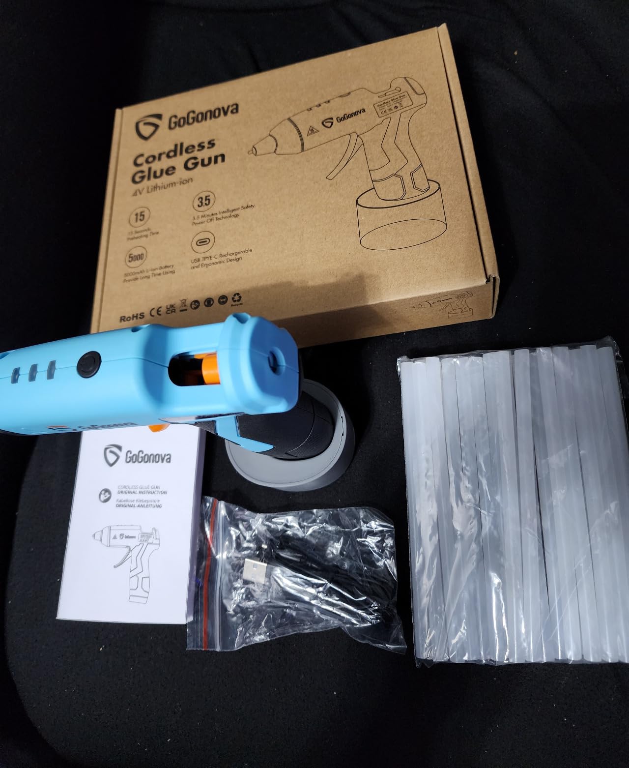 GoGonova Cordless Hot Glue Gun Kit, 2Ah Battery, Includes 25 Glue Sticks customer photo 2