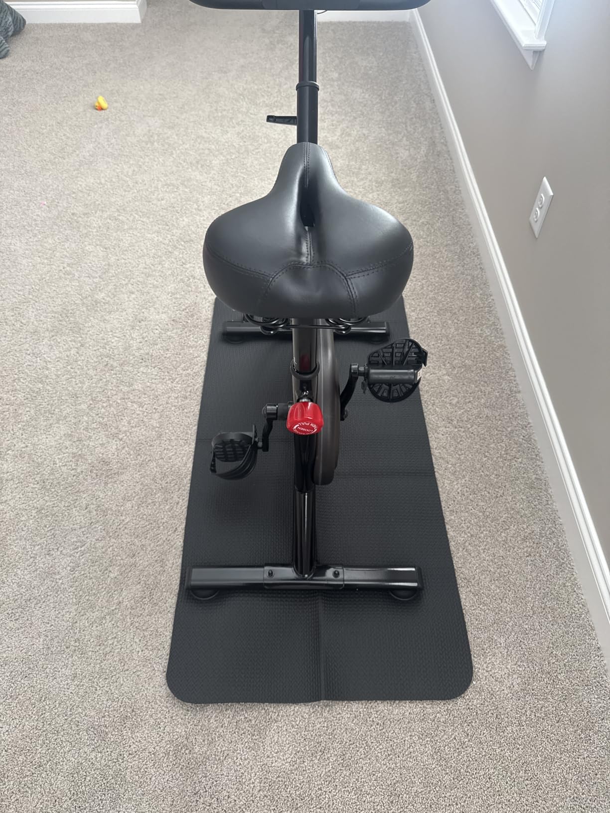 Bike Mat, Exercise Mat for Carpet & Hardwood Floors, Cushioned, Black customer photo 1