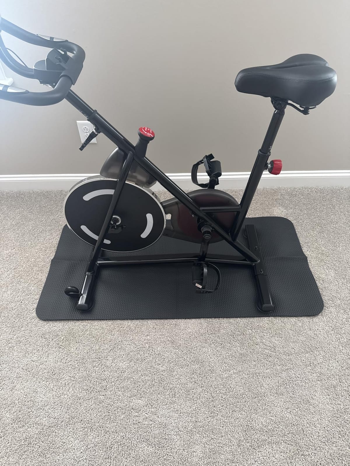 Bike Mat, Exercise Mat for Carpet & Hardwood Floors, Cushioned, Black customer photo 2