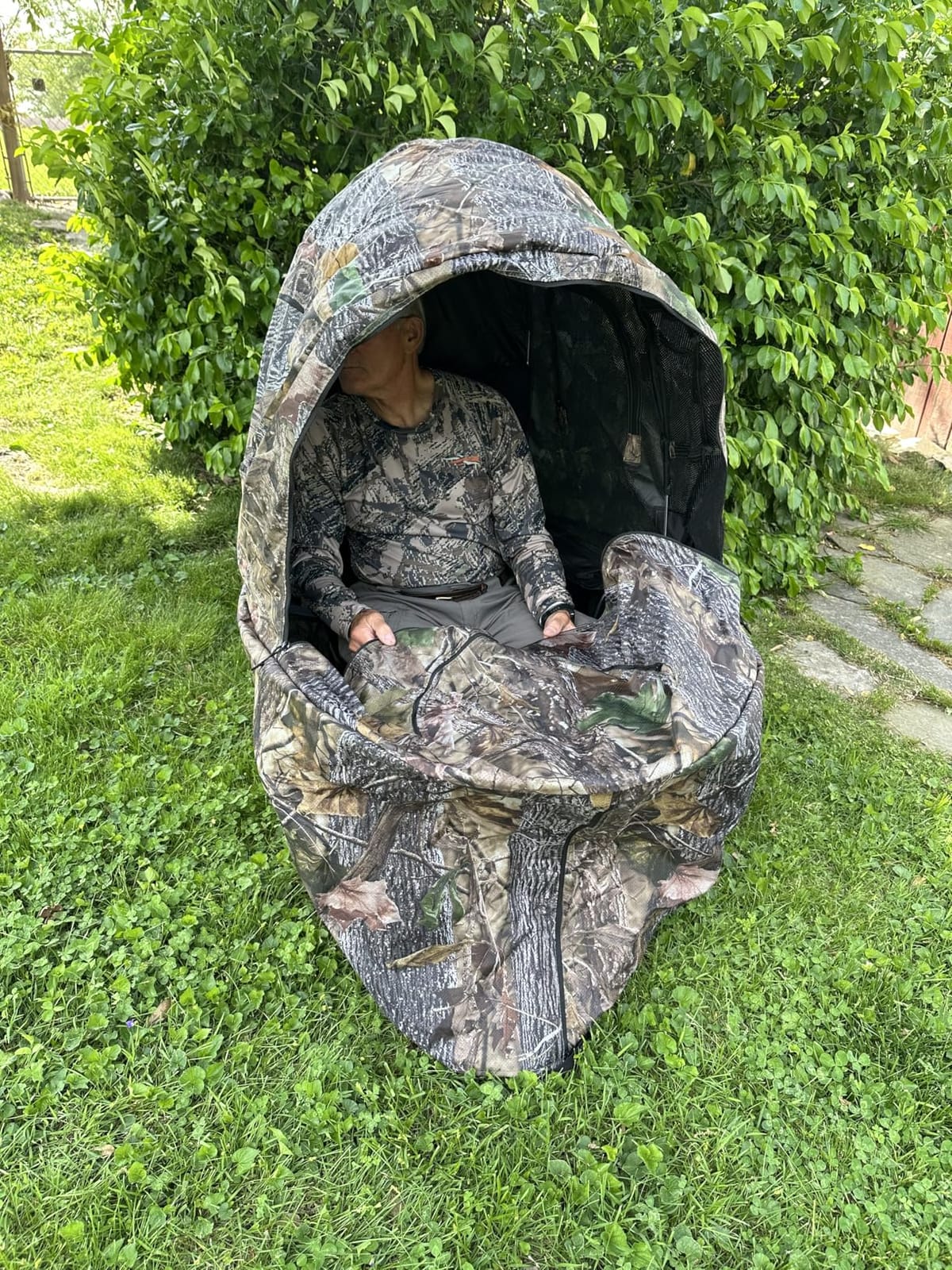 FUNHORUN Hunting Chair Blind, 1/2 Man See Through Ground Blind, Camo Tent customer photo 1