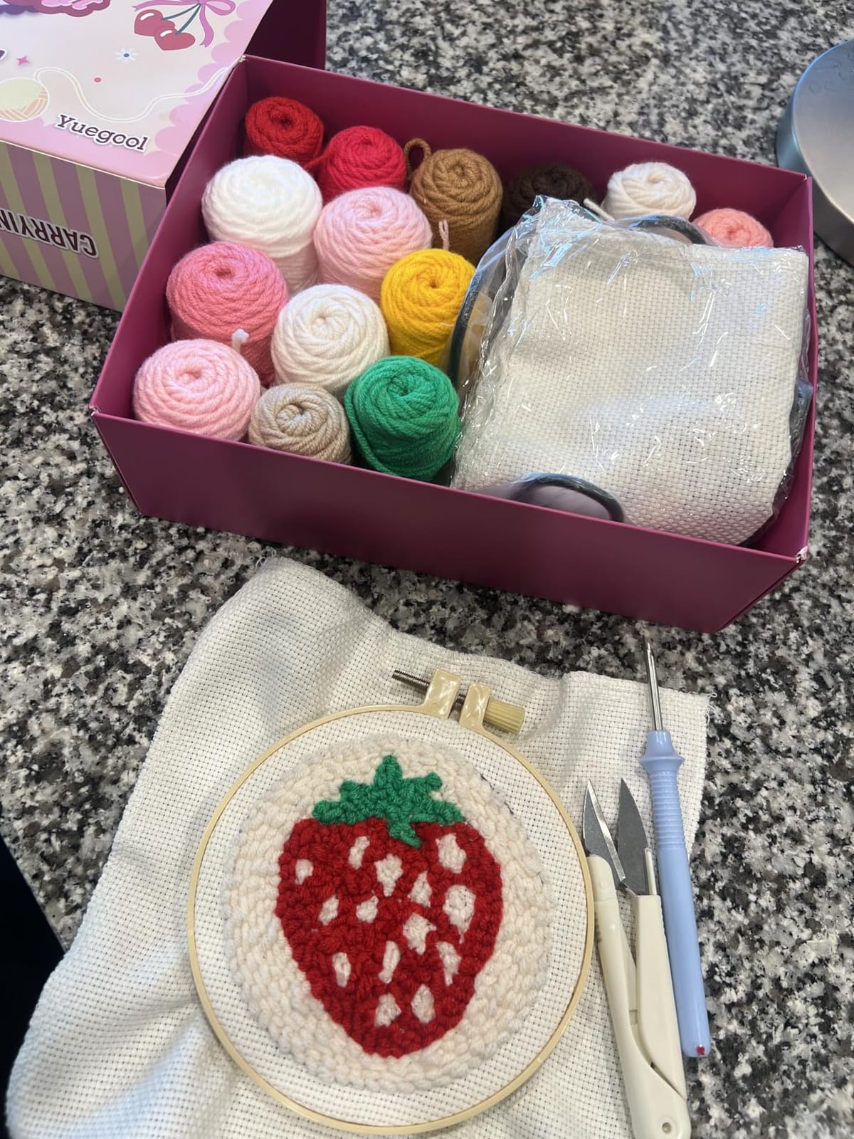 yuegool 6PCS Punch Needle Coaster Kit,Easy DIY Embroidery Set for Beginners, Kids & Adults with Patterns, Tools, Yarns, Hoop, Instructions & Coaster Holder customer photo 1