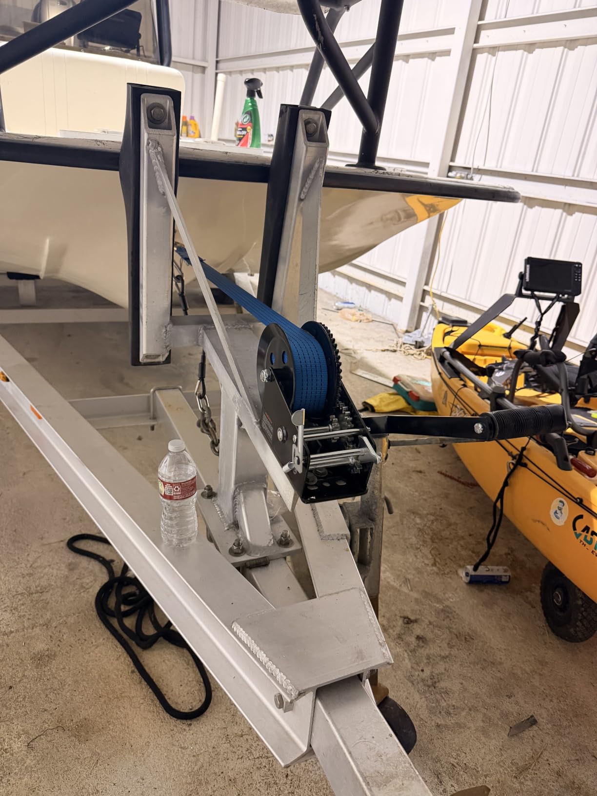 Kolvoii 3500 lb Boat Trailer Winch, 33 ft Strap, 2-Speed 4:1/8:1, Blue customer photo 2