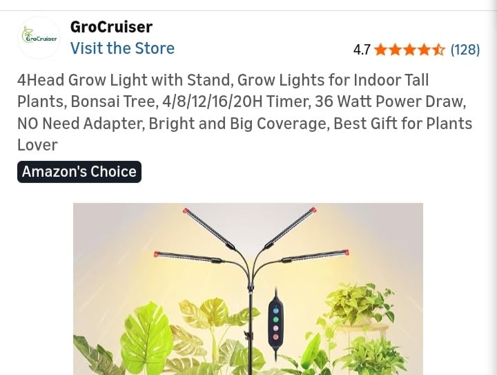 4‑Head Full Spectrum Standing Grow Light for Tall Indoor Plants customer photo 1