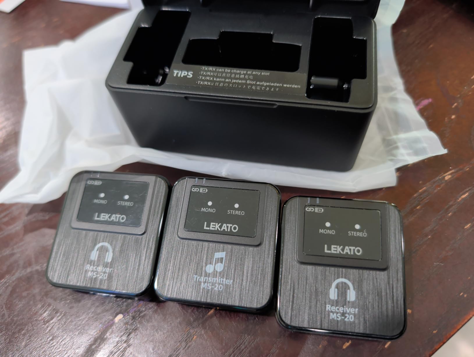 LEKATO Wireless in-Ear Monitor MS-20 Charging, 30H Battery Life with Box, 2.4G IEM System 1Transmitter 2 Receivers Auto-Pairing,OTG Support,One to More, in-Ear Monitoring for Studio,Live,Singer,Band customer photo 2