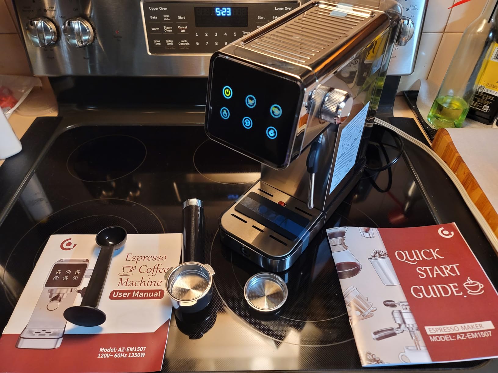 AMZCHEF Espresso Machine with Self-Cleaning, 20Bar Coffee Maker, Platinum customer photo 1